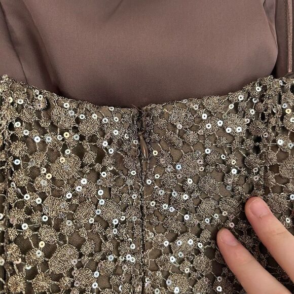 Kay Unger NWT Light Brown Strapless Sequence Mini Dress - Picture 5 of 7